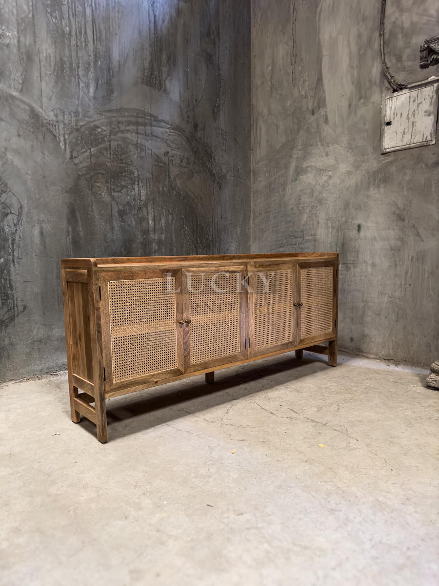 Rattan 4 door sideboard