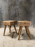 Rattan 1 draw bedside with pin legs