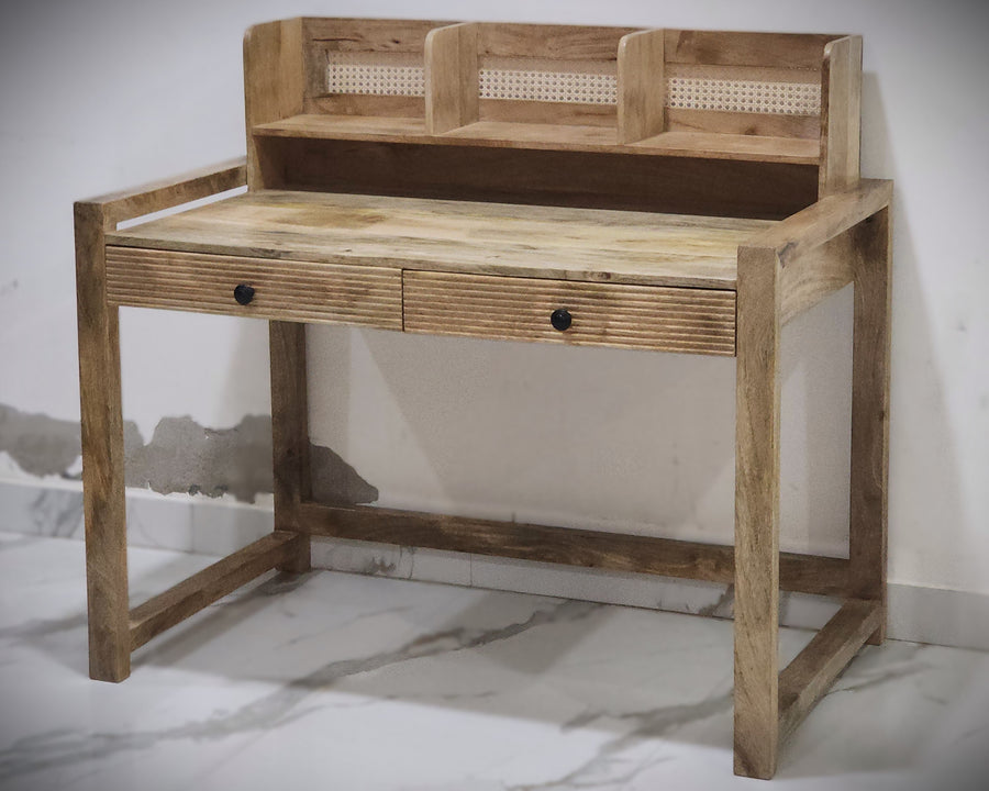 High back rattan desk