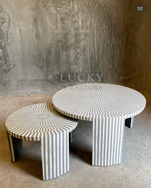 Geometric bone set of 2 coffee table in grey