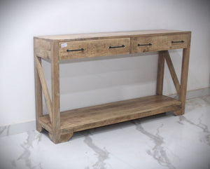 2 draw mango wood console