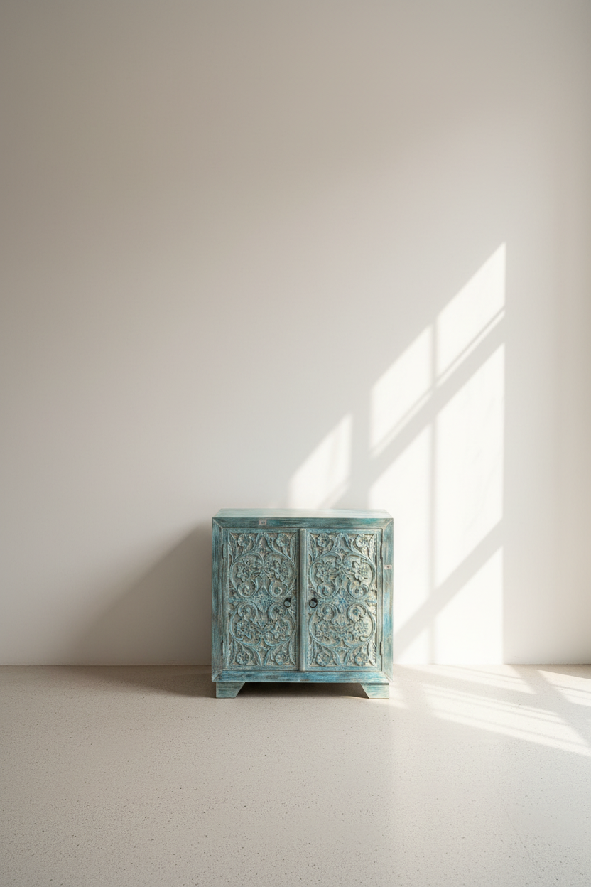 Blue carved sideboard