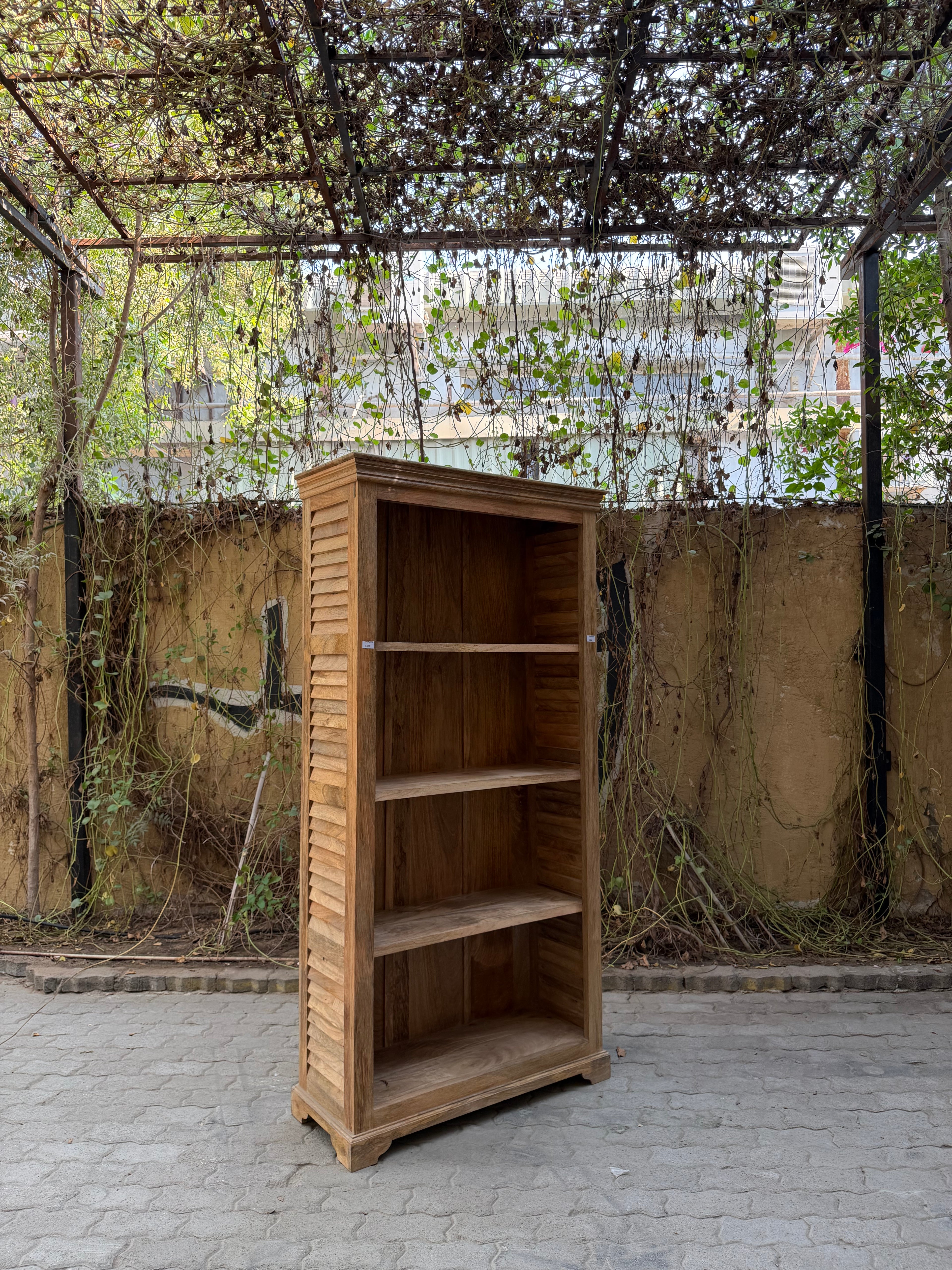 Shutter pattern mango wood bookshelf
