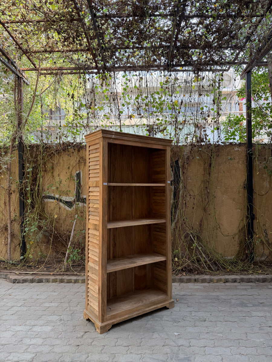 Shutter pattern mango wood bookshelf