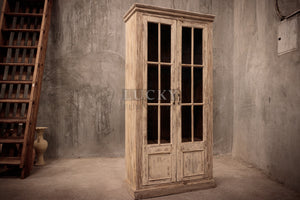 Bleached wood glass cabinet