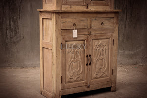 Two part bleached finish glass cabinet