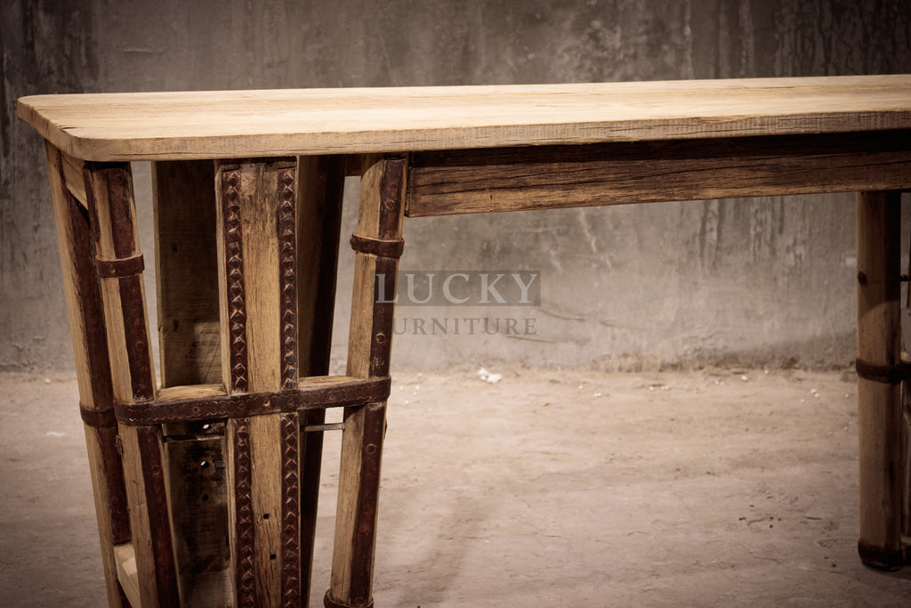 Ox cart console bleached finish