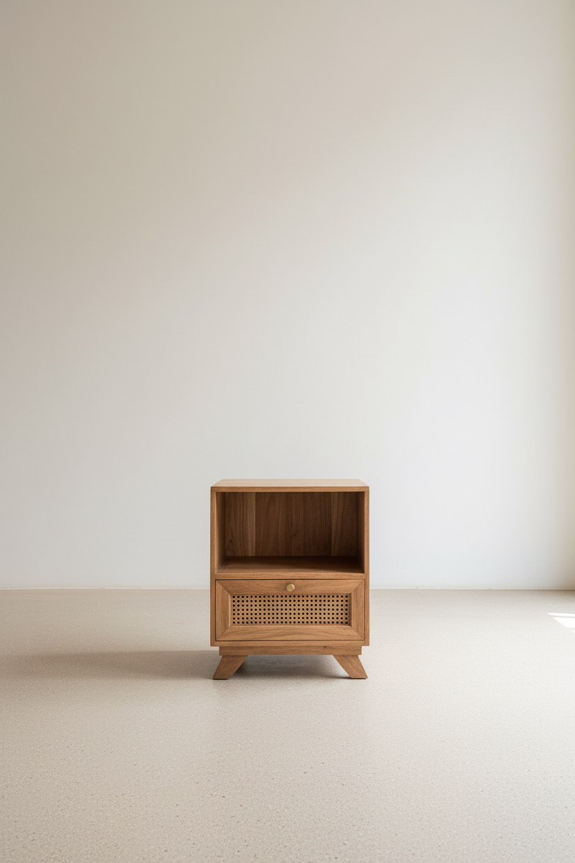 Rattan 1 draw bedside