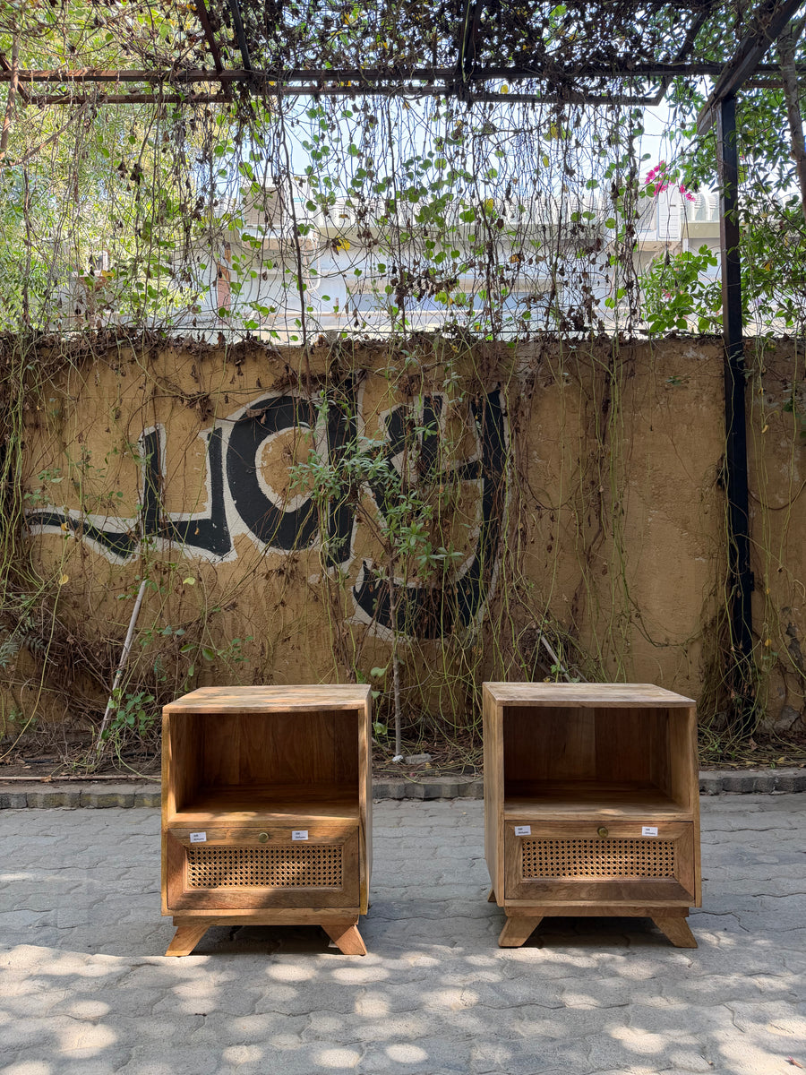 Rattan 1 draw bedside