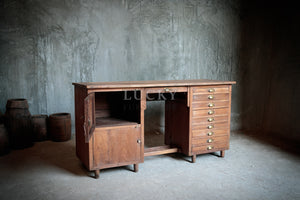 Vintage teak wood organized desk