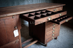 Vintage teak wood organized desk