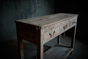 Bleached finish 3 drawer wooden console