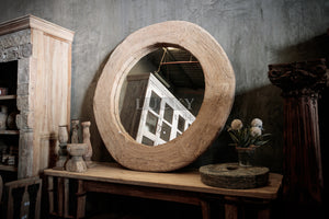 Old aged teak wood bleached mirror frame