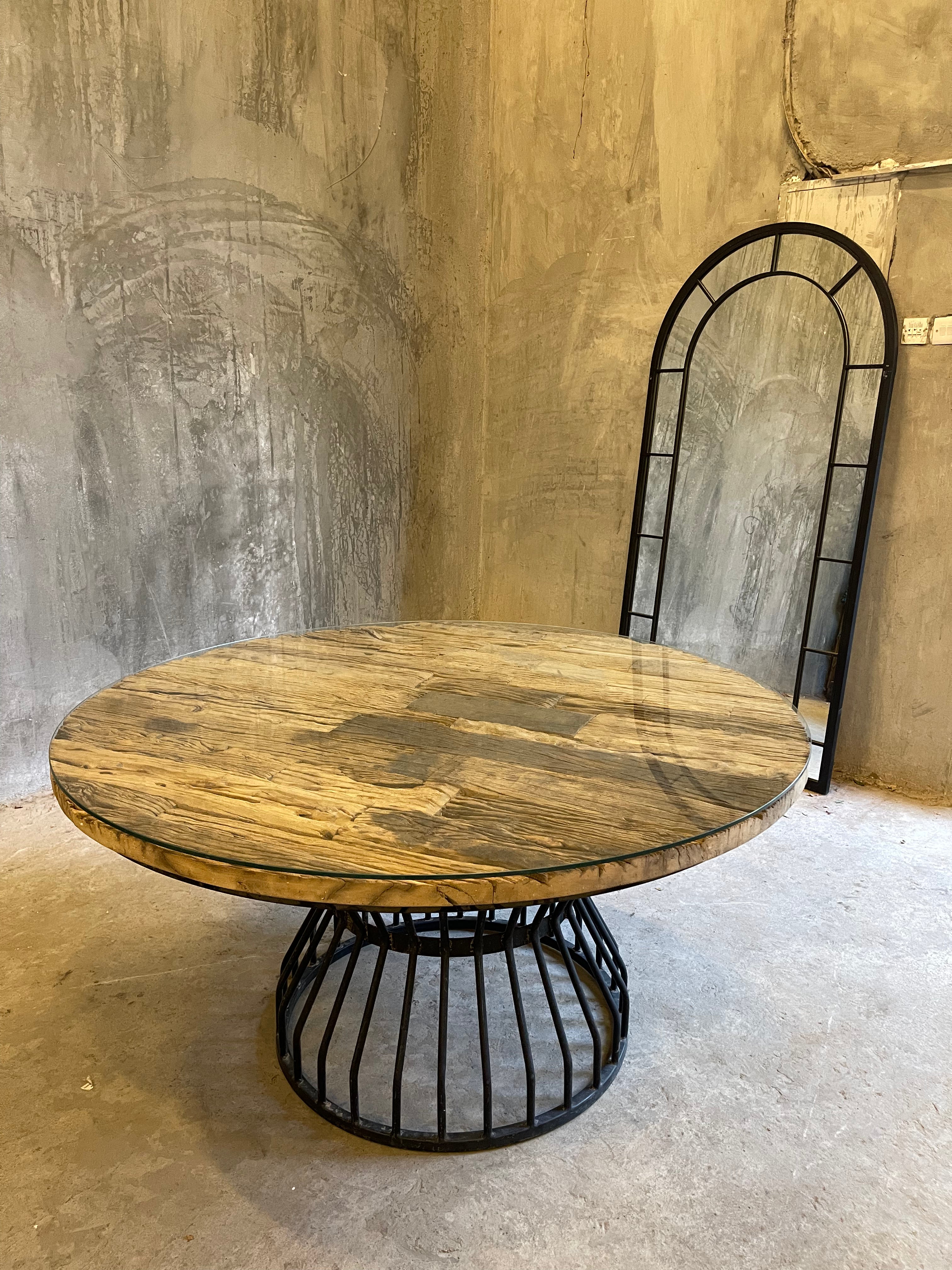 Railway sleeper dining table