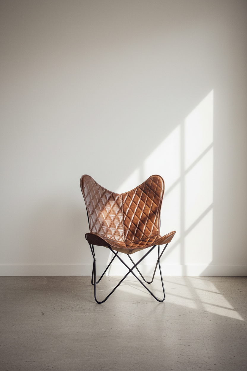 Cross Stitched Leather Butterfly Chair
