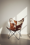 Brown and White Leather Butterfly Chair