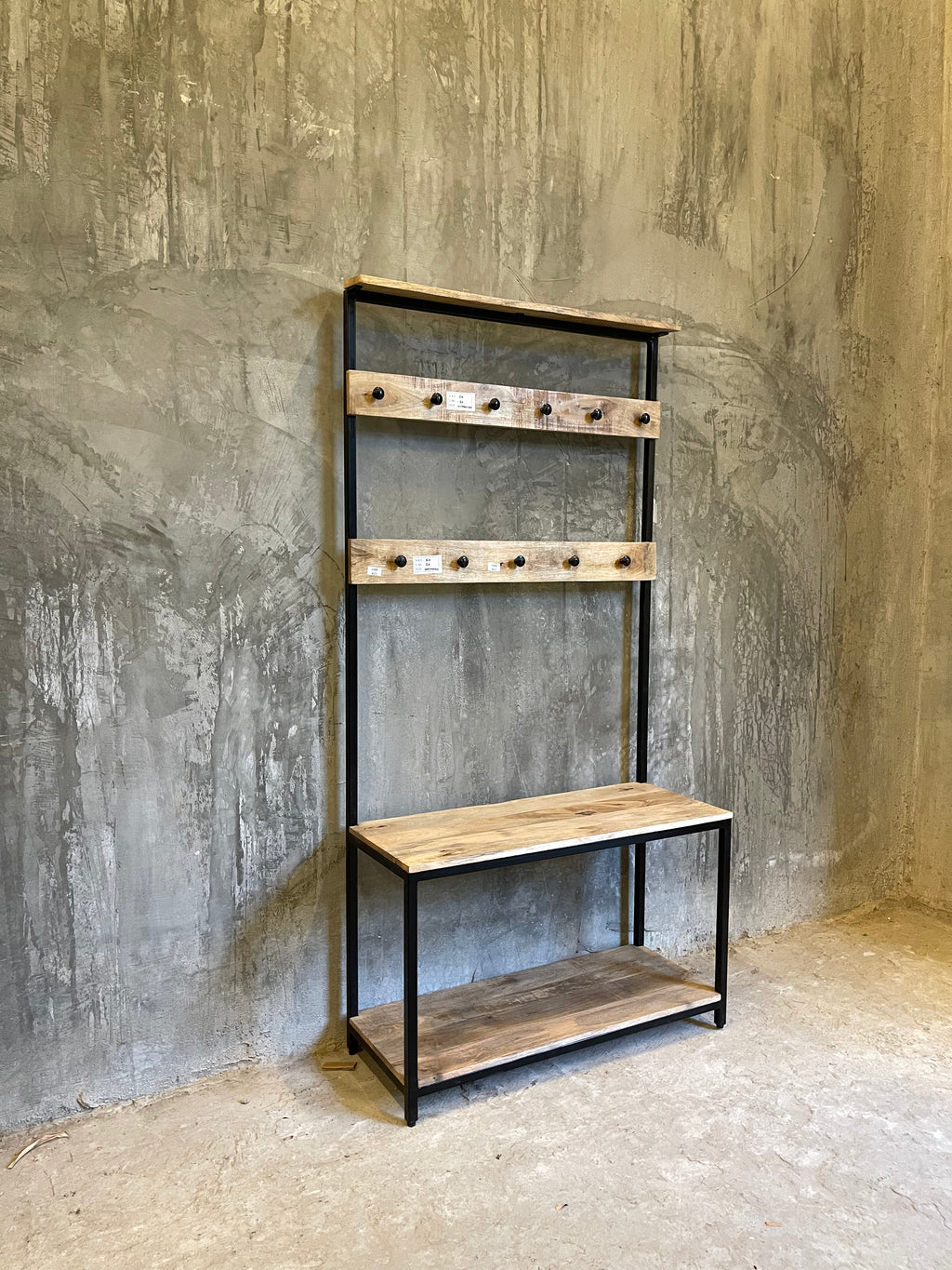 Entrance bench with coat hanger