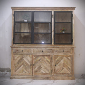 Herringbone pattern glass cabinet