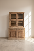 Teak wood glass cabinet bleach finish