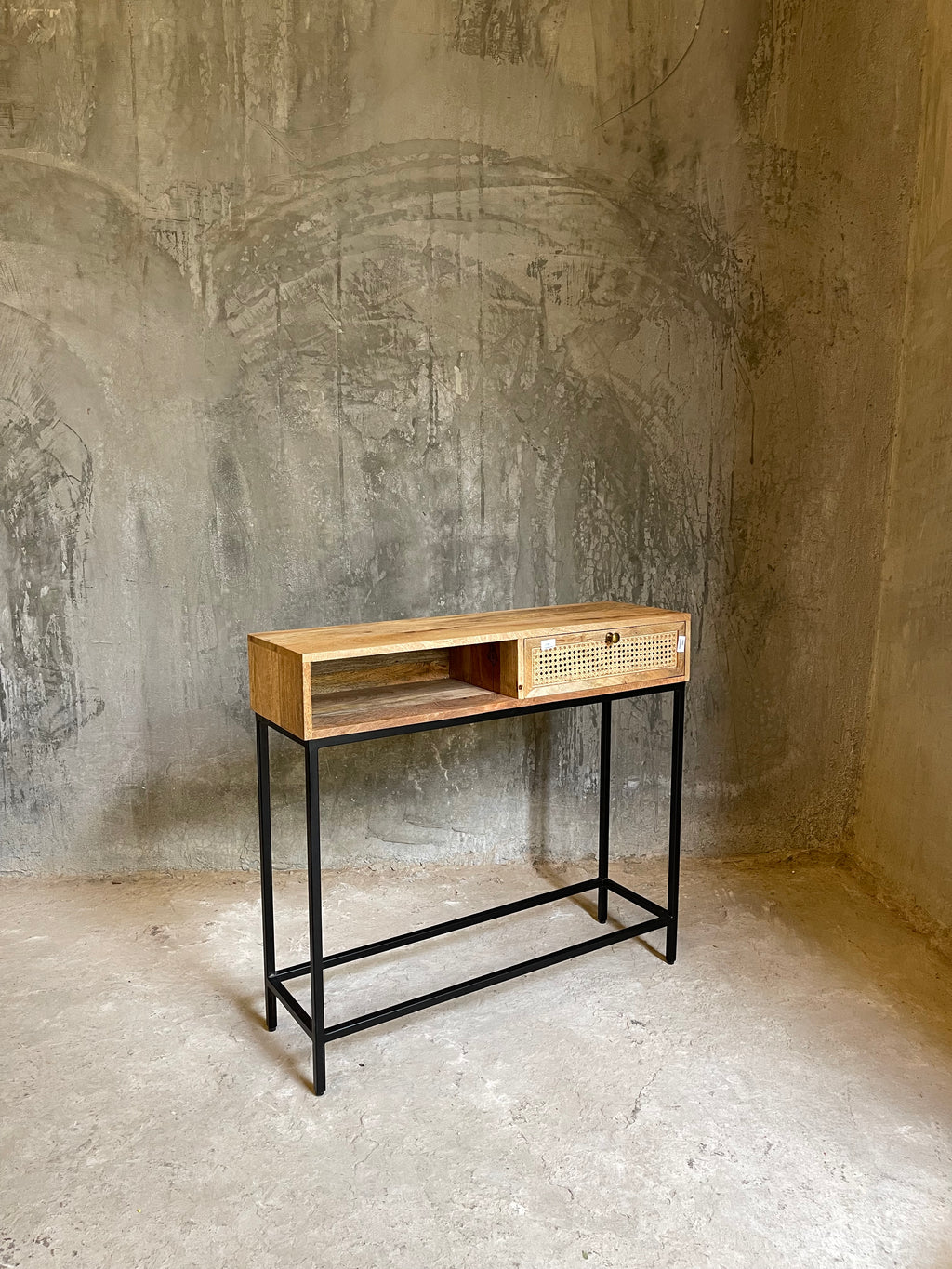 Rattan and metal console