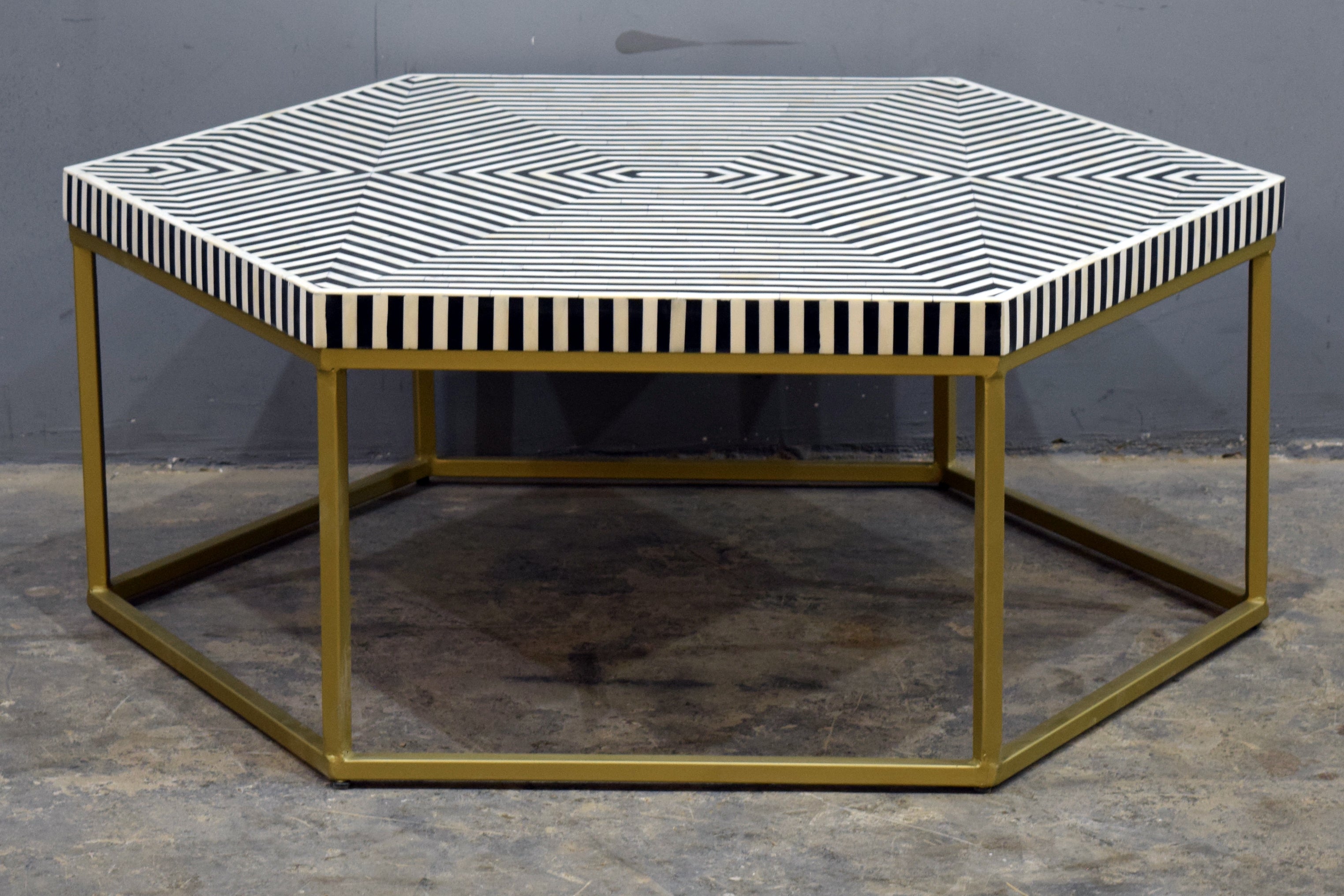 Octagonal bone inlay coffee table