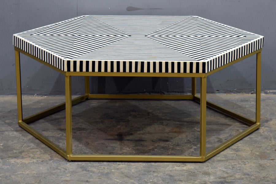 Octagonal bone inlay coffee table