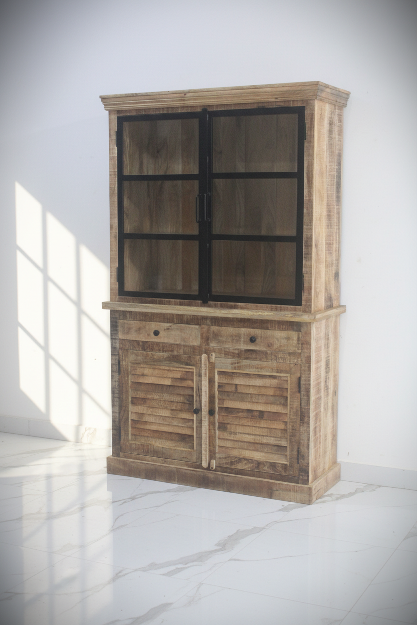 Shutter Design Glass Cabinet