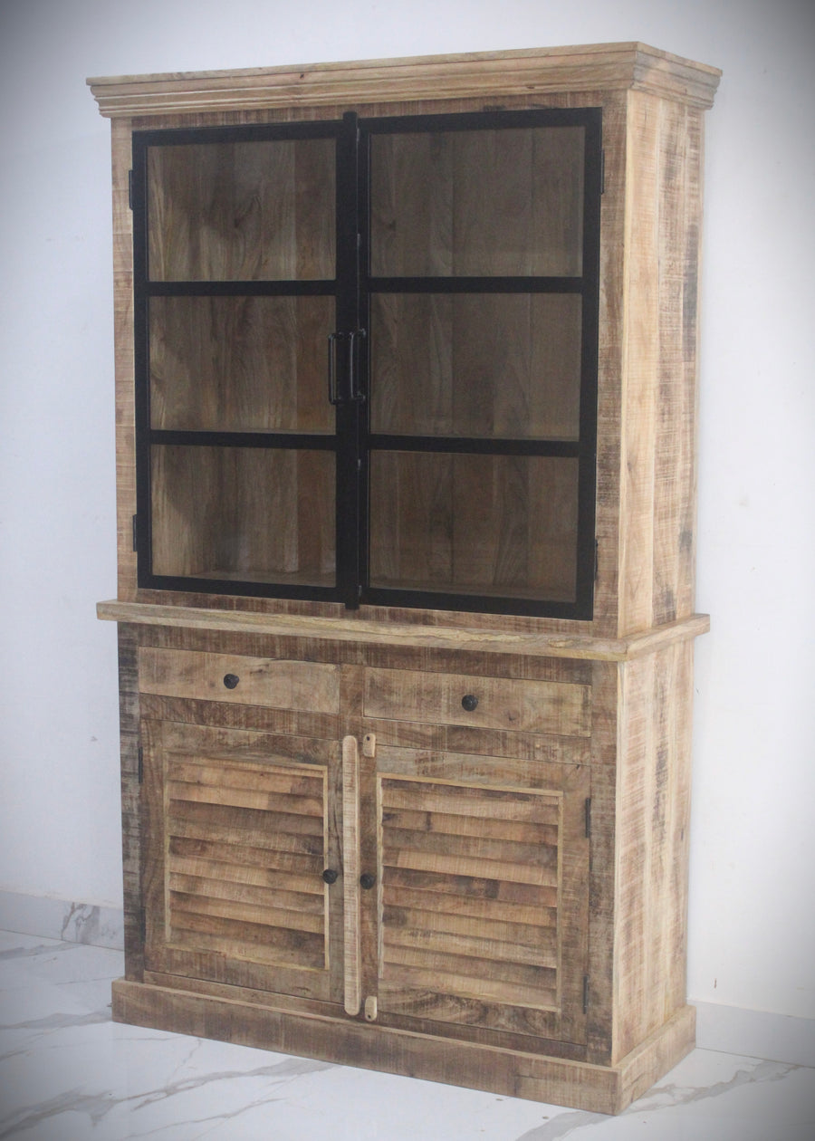 Shutter Design Glass Cabinet