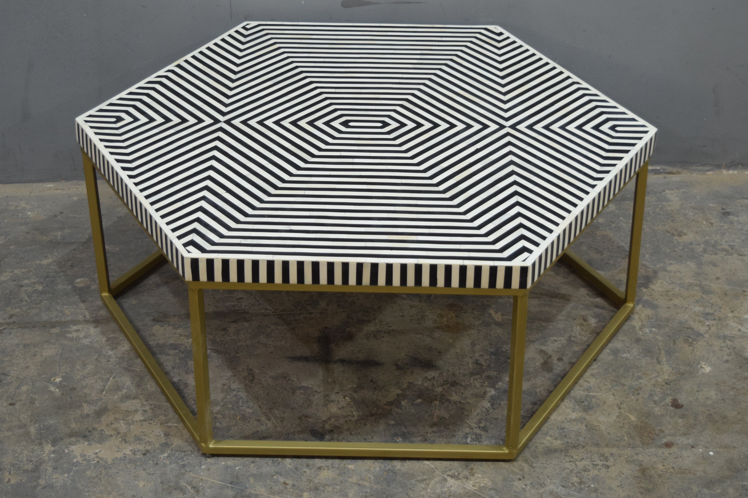 Octagonal bone inlay coffee table
