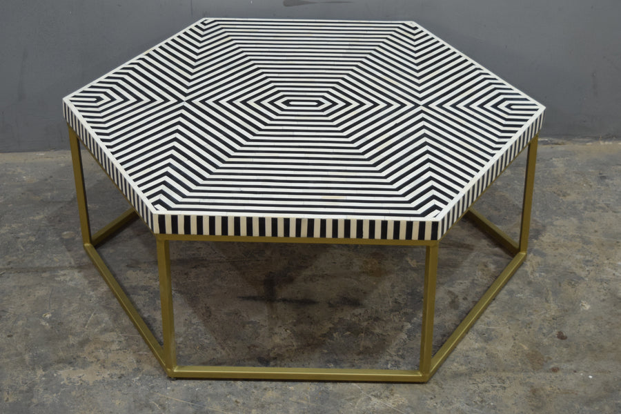 Octagonal bone inlay coffee table