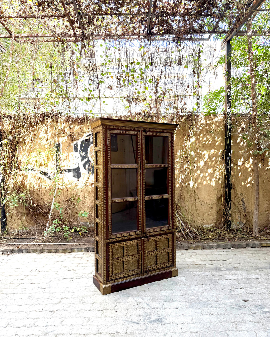 Brass Inlay Glass Cabinet
