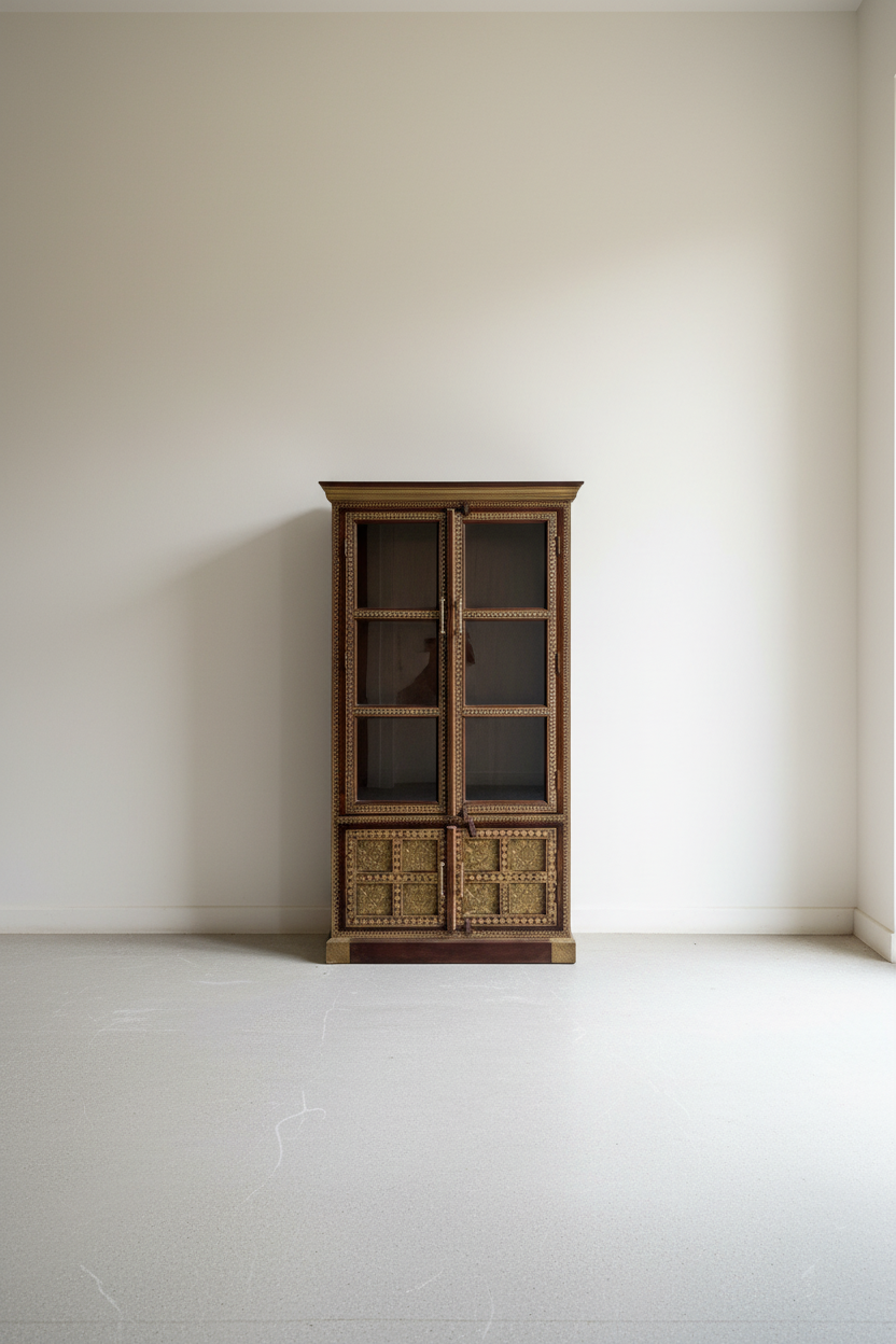 Brass Inlay Glass Cabinet