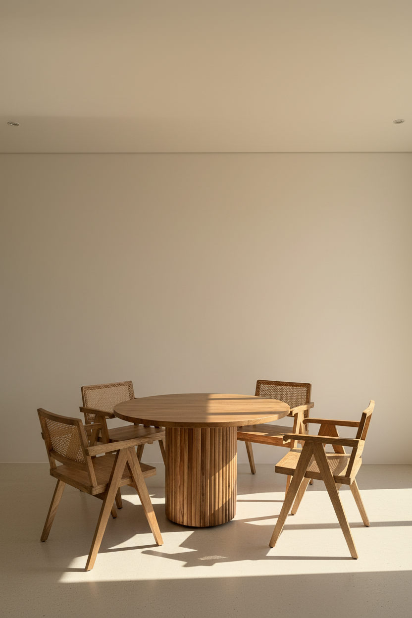 Mango wood fluted base dining table