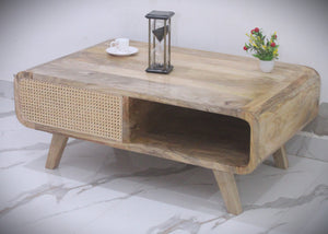 Round edge rattan coffee table