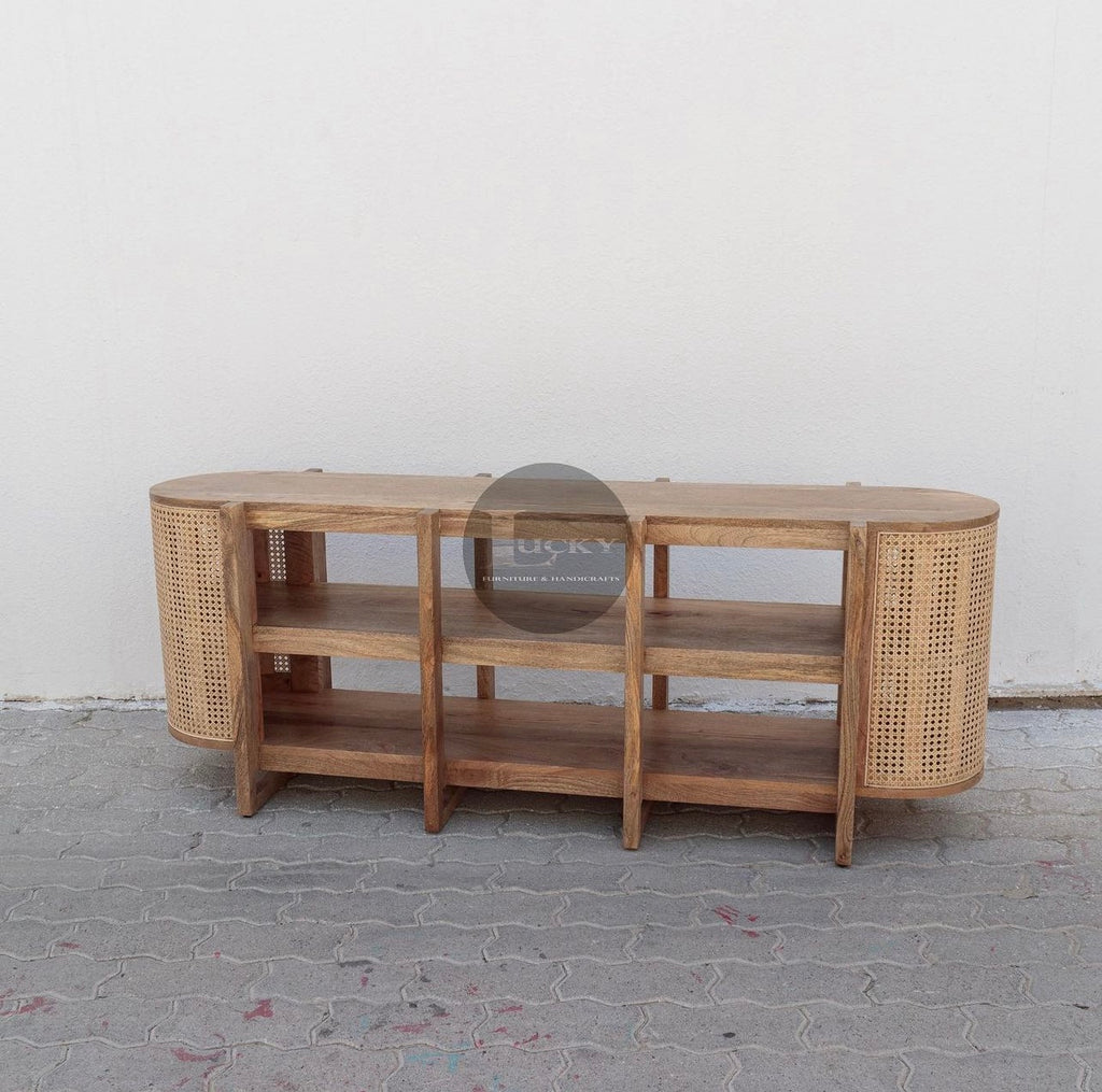 Rattan round edge tv stand