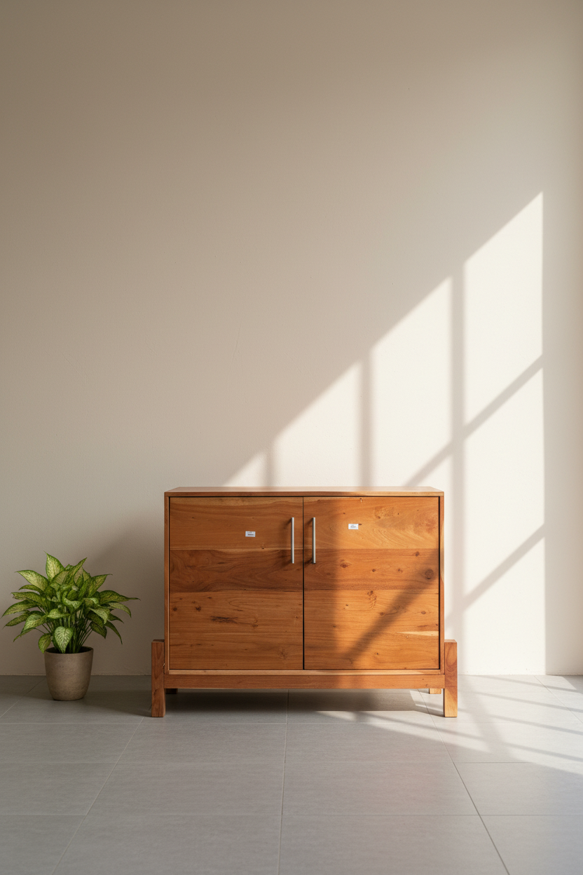Acacia wood sideboard