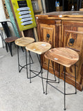 Metal and wood bar stool