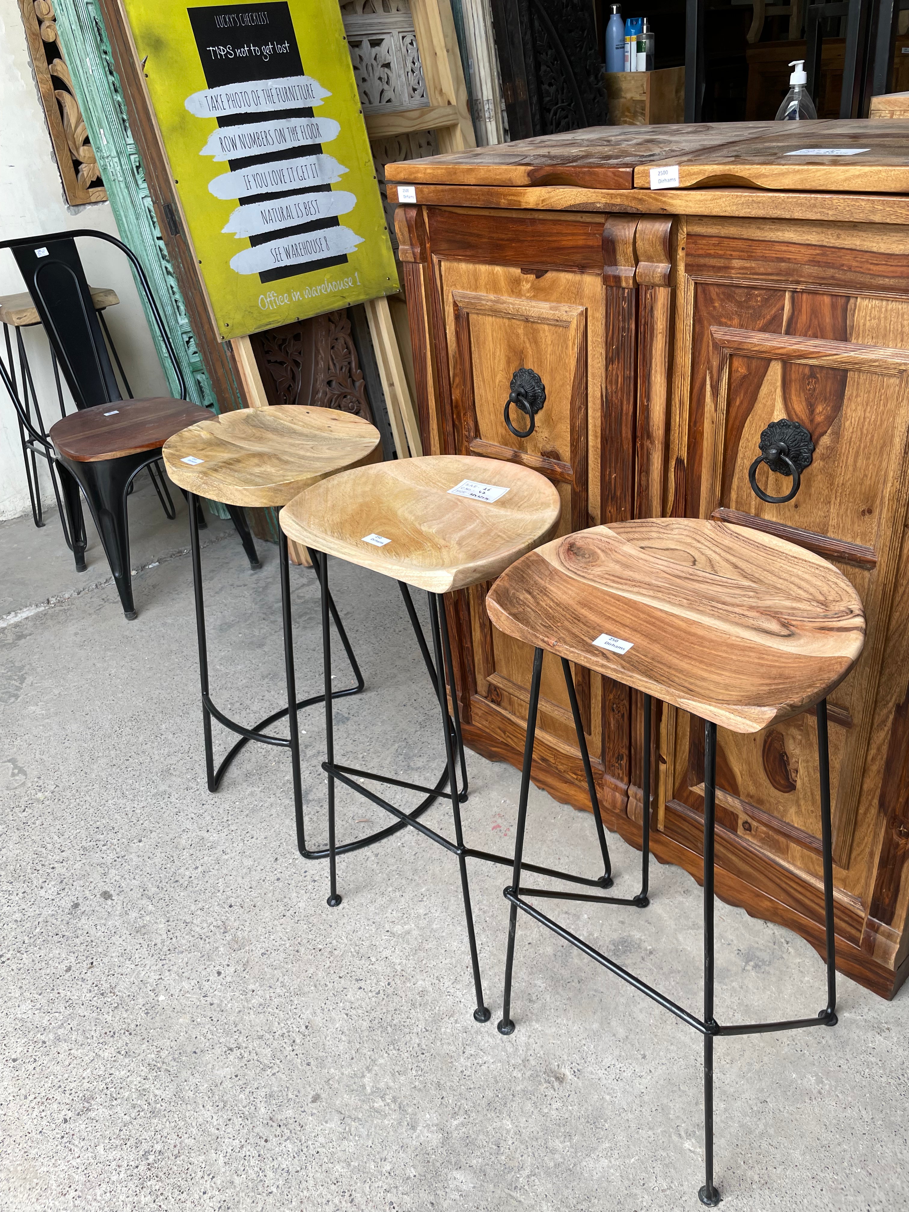 Metal and wood bar stool