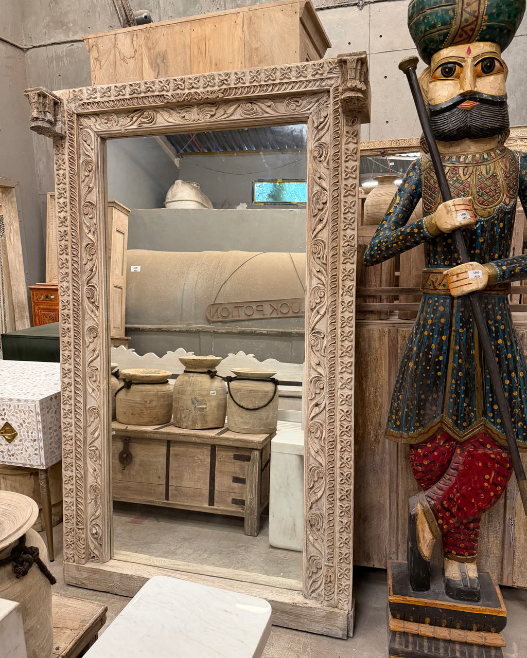 Vintage teak wood mirror