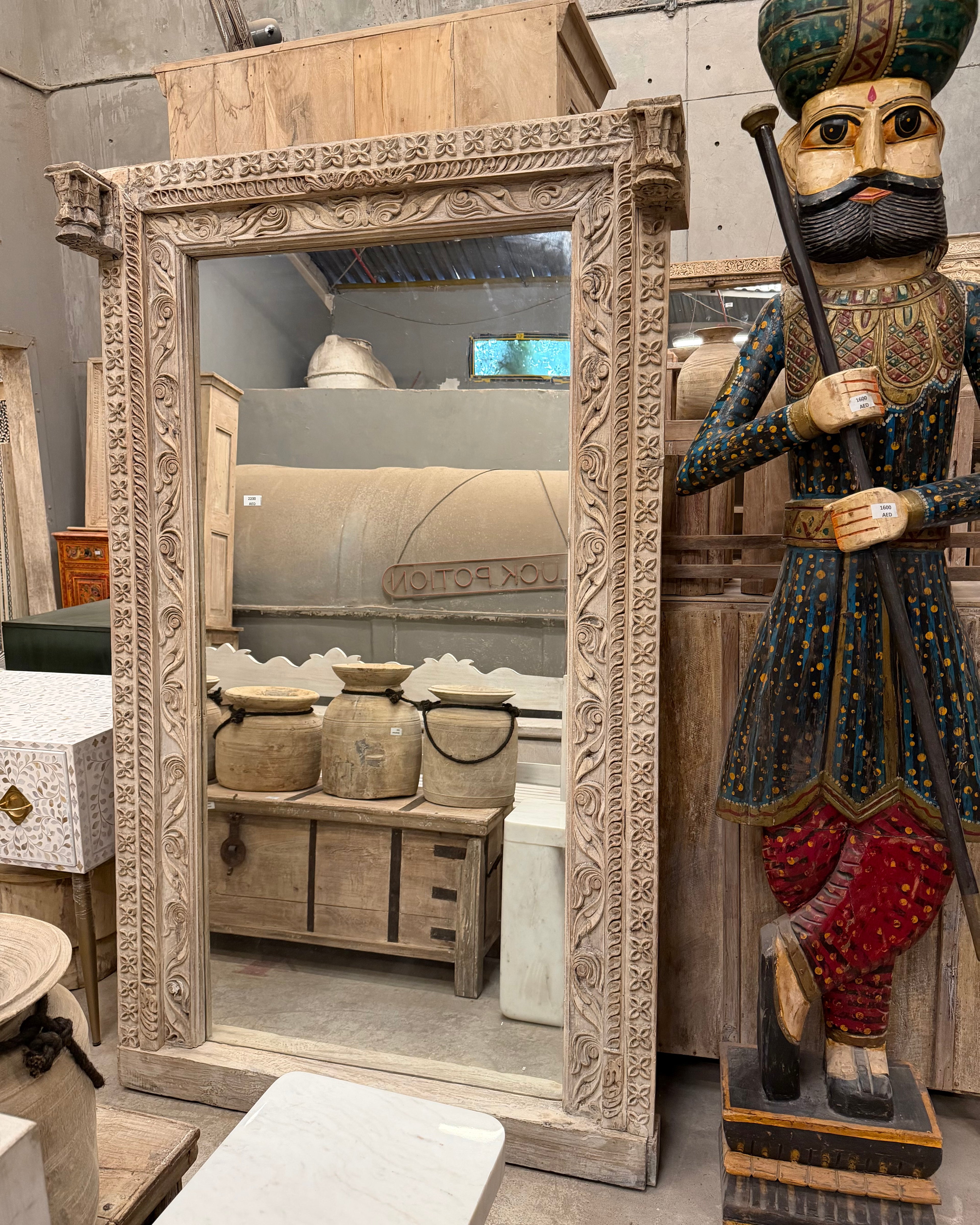 Vintage teak wood mirror