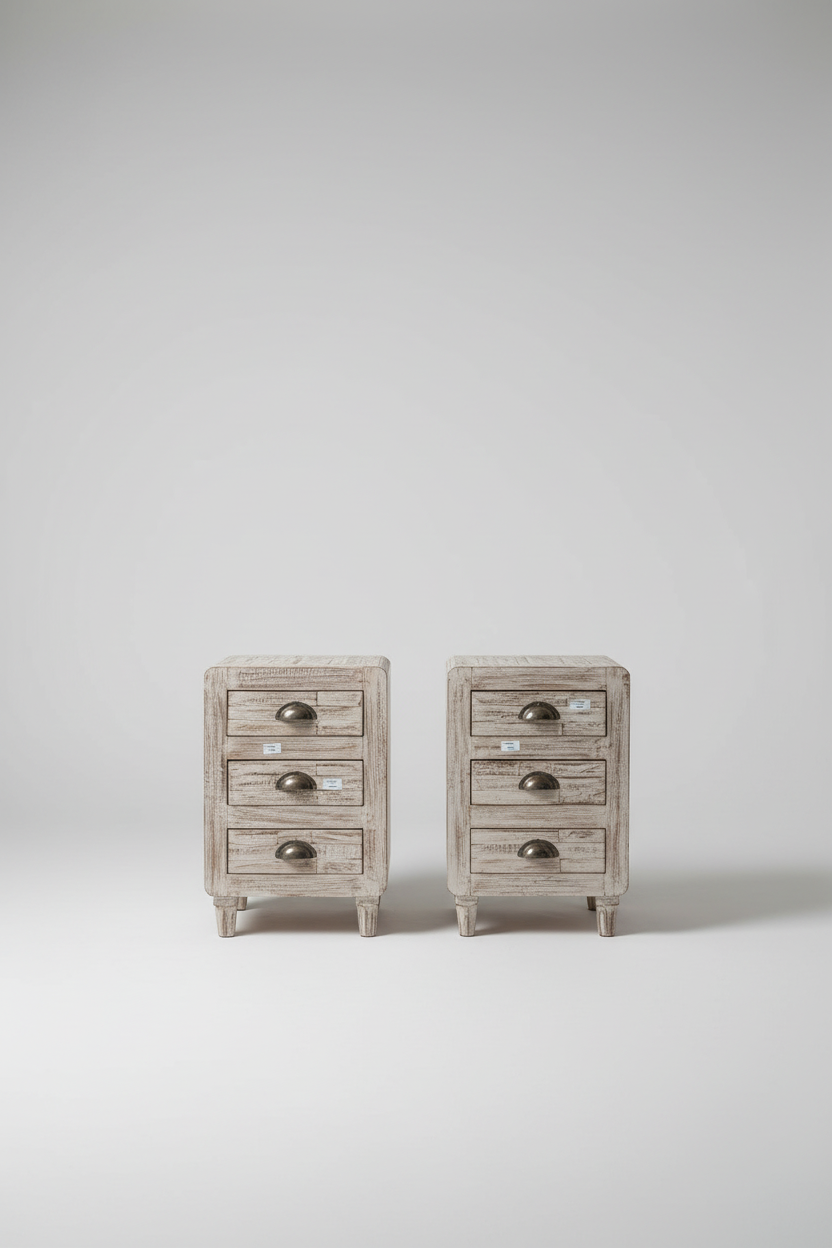 Round edge 3 draw bedside