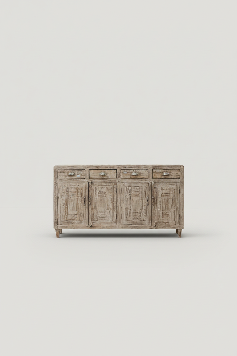 Round edge 4 draw sideboard