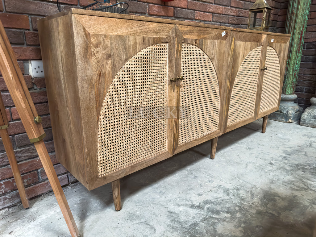 Rattan and mango wood sideboard