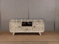 Emboss Carved White Wash Tv Stand