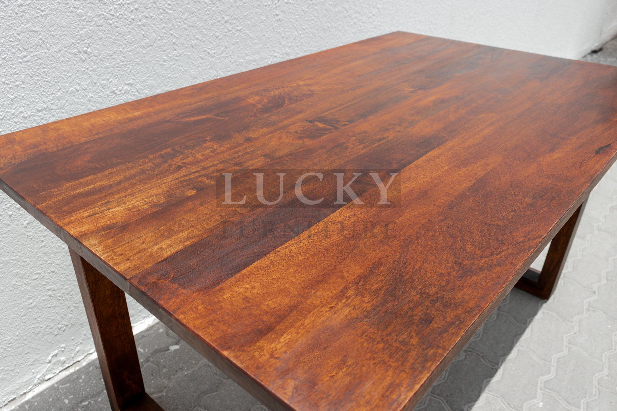 Solid Mango Wood Table Classic Brown with wooden legs