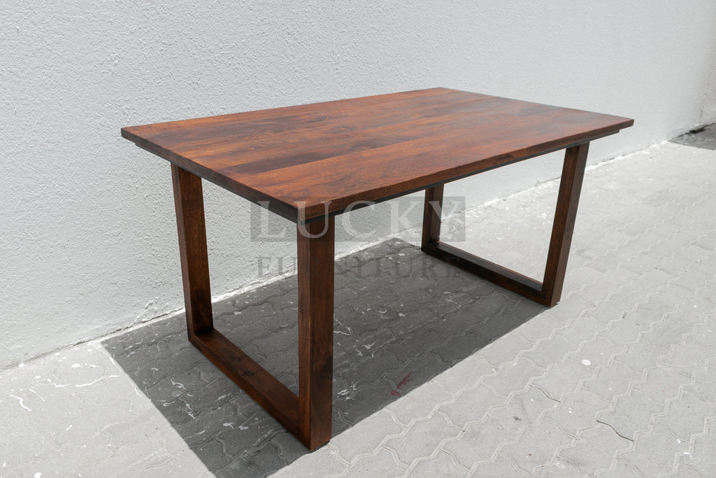 Solid Mango Wood Table Classic Brown with wooden legs