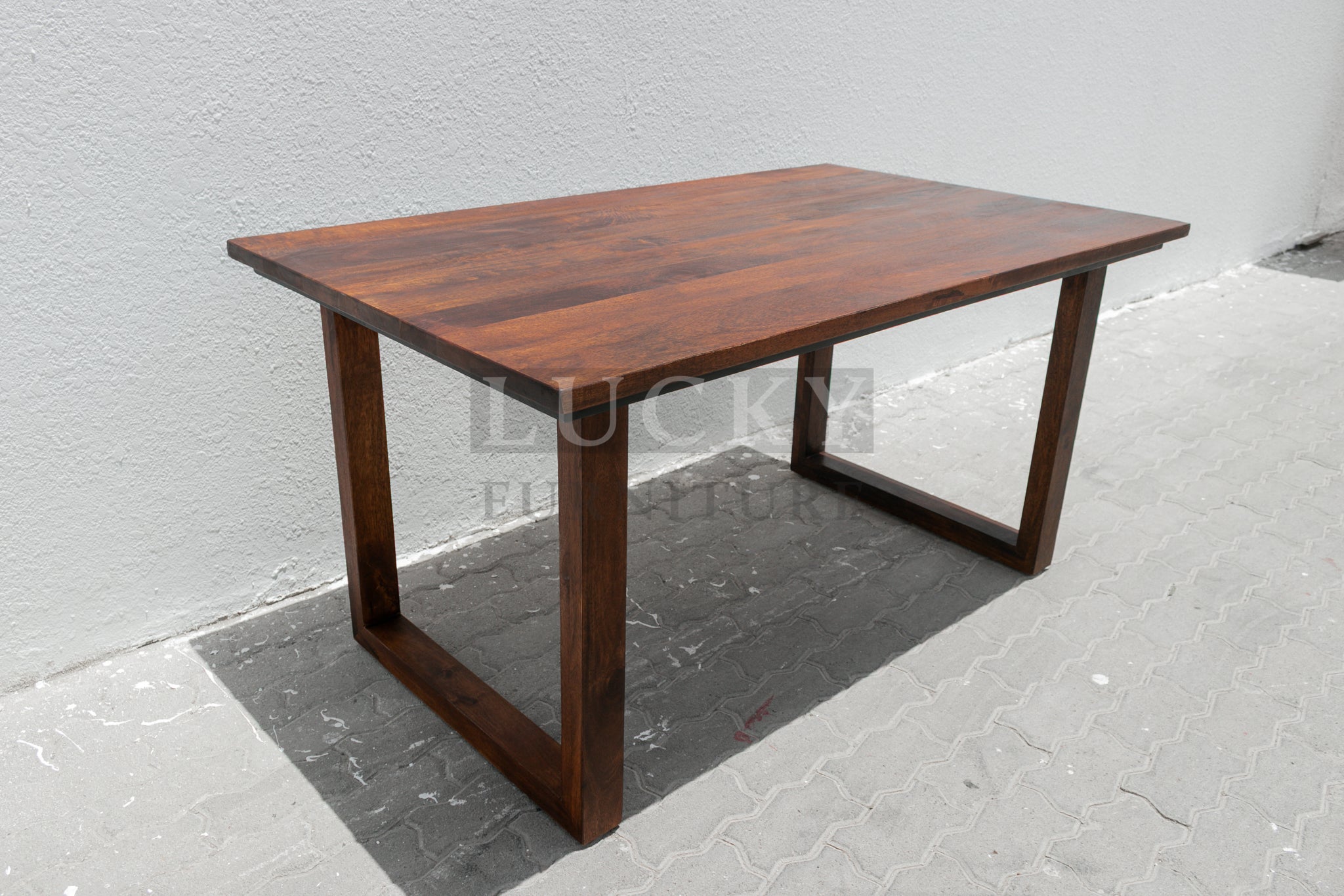 Solid Mango Wood Table Classic Brown with wooden legs
