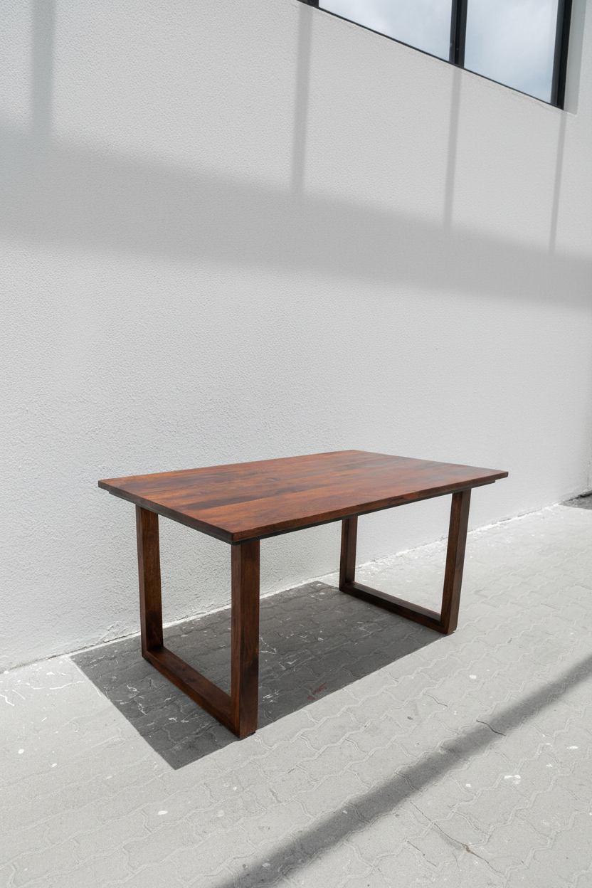 Solid Mango Wood Table Classic Brown with wooden legs