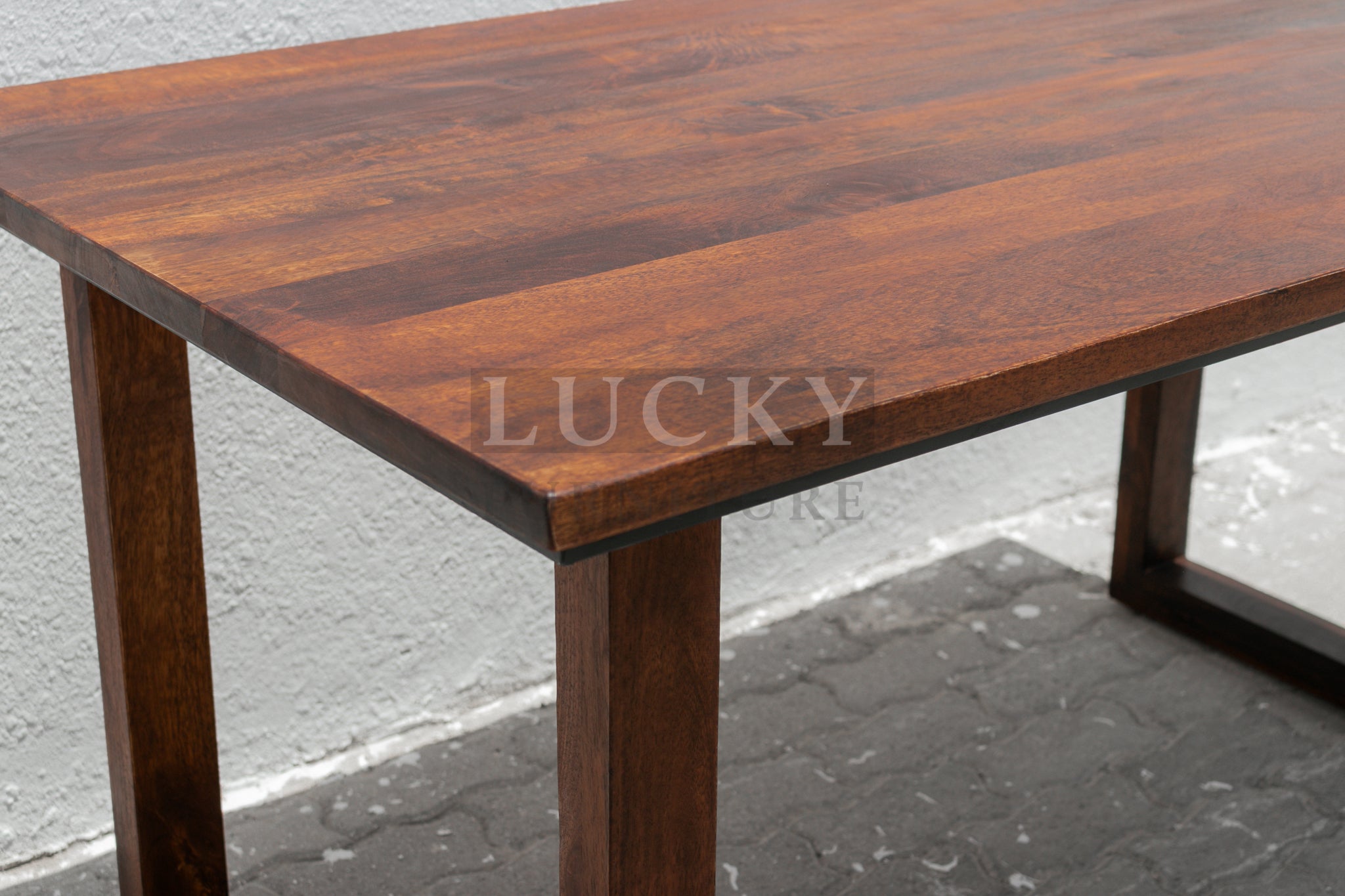 Solid Mango Wood Table Classic Brown with wooden legs