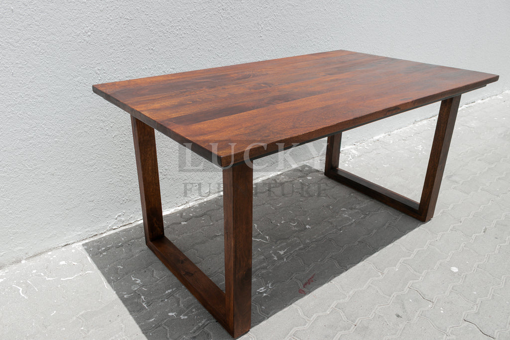 Solid Mango Wood Table Classic Brown with wooden legs